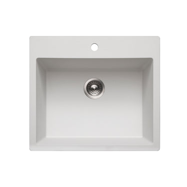 Houzer Quartztone 25 inch Granite Composite Drop-in Topmount Single Bowl Kitchen Sink